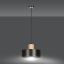 LAMPA WISZĄCA  TORIN 1 BLACK kolor czarny / drewno naturalne