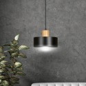 LAMPA WISZĄCA  TORIN 1 BLACK kolor czarny / drewno naturalne