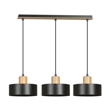 LAMPA WISZĄCA  TORIN 3 BLACK kolor czarny / drewno naturalne