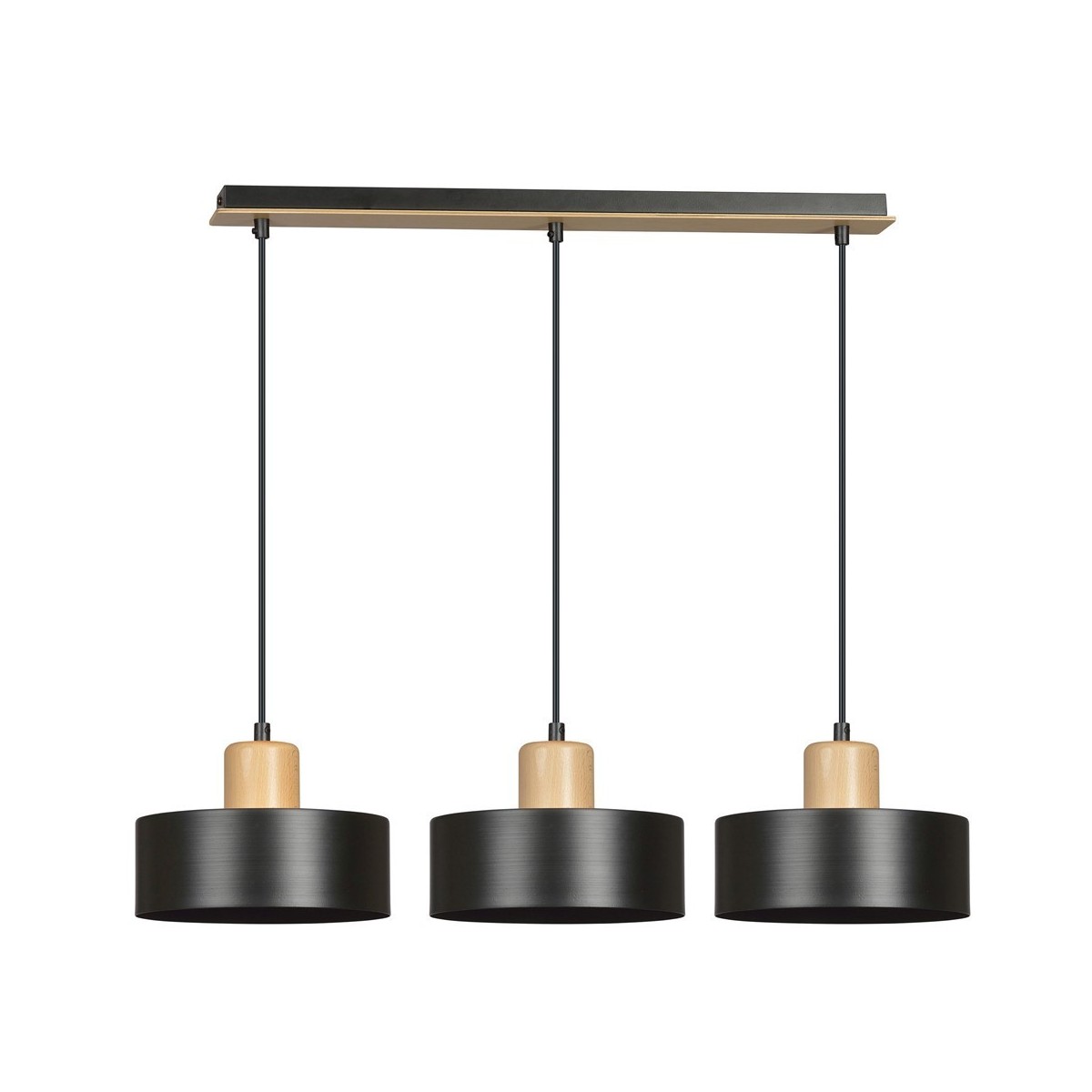 LAMPA WISZĄCA  TORIN 3 BLACK kolor czarny / drewno naturalne