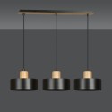 LAMPA WISZĄCA  TORIN 3 BLACK kolor czarny / drewno naturalne