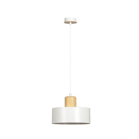 LAMPA WISZĄCA  TORIN 1 WHITE kolor biały / drewno naturalne