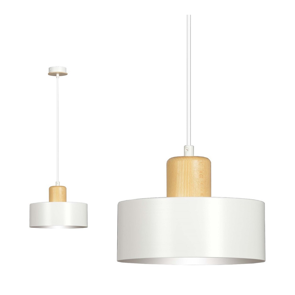 LAMPA WISZĄCA  TORIN 1 WHITE kolor biały / drewno naturalne