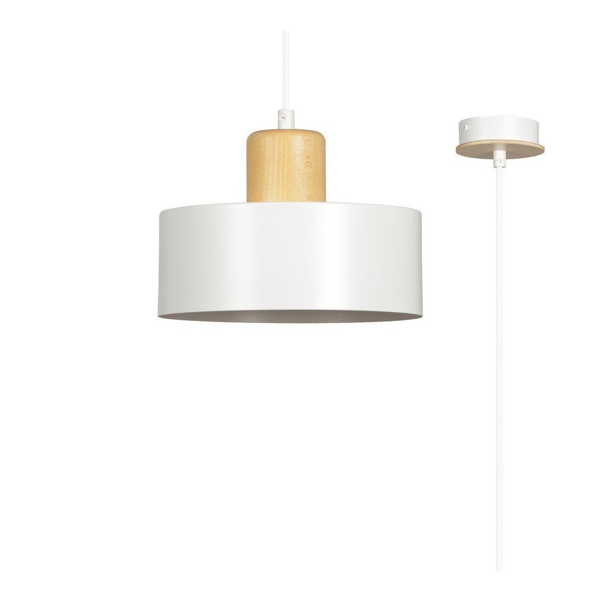 LAMPA WISZĄCA  TORIN 1 WHITE kolor biały / drewno naturalne