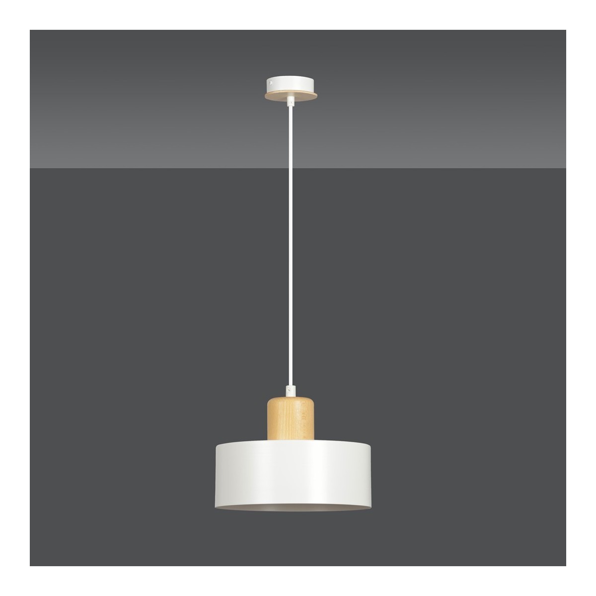 LAMPA WISZĄCA  TORIN 1 WHITE kolor biały / drewno naturalne