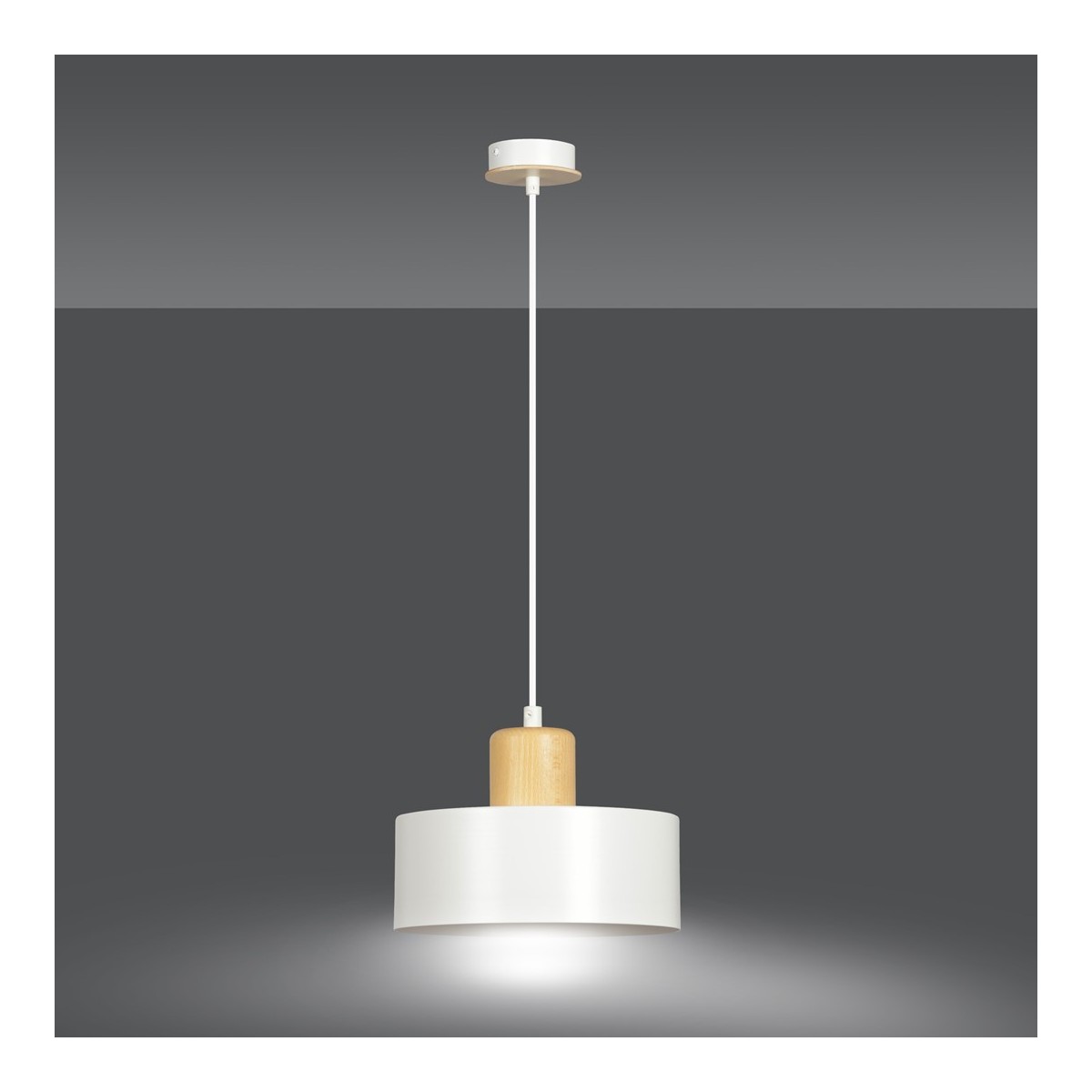 LAMPA WISZĄCA  TORIN 1 WHITE kolor biały / drewno naturalne