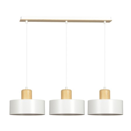 LAMPA WISZĄCA  TORIN 3 WHITE kolor biały / drewno naturalne