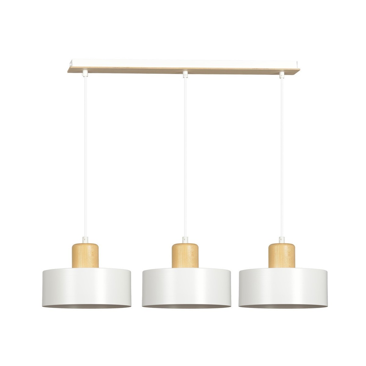 LAMPA WISZĄCA  TORIN 3 WHITE kolor biały / drewno naturalne