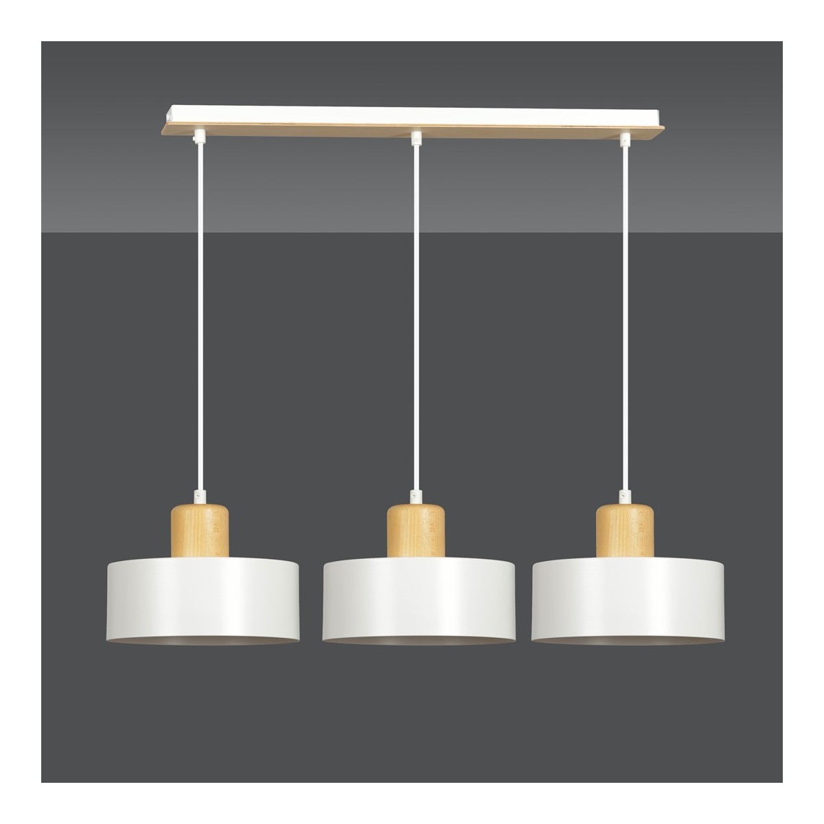 LAMPA WISZĄCA  TORIN 3 WHITE kolor biały / drewno naturalne