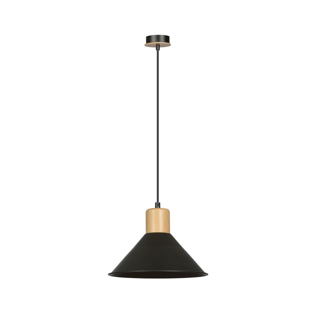LAMPA WISZĄCA  ROWEN 1 BLACK kolor czarny / drewno naturalne