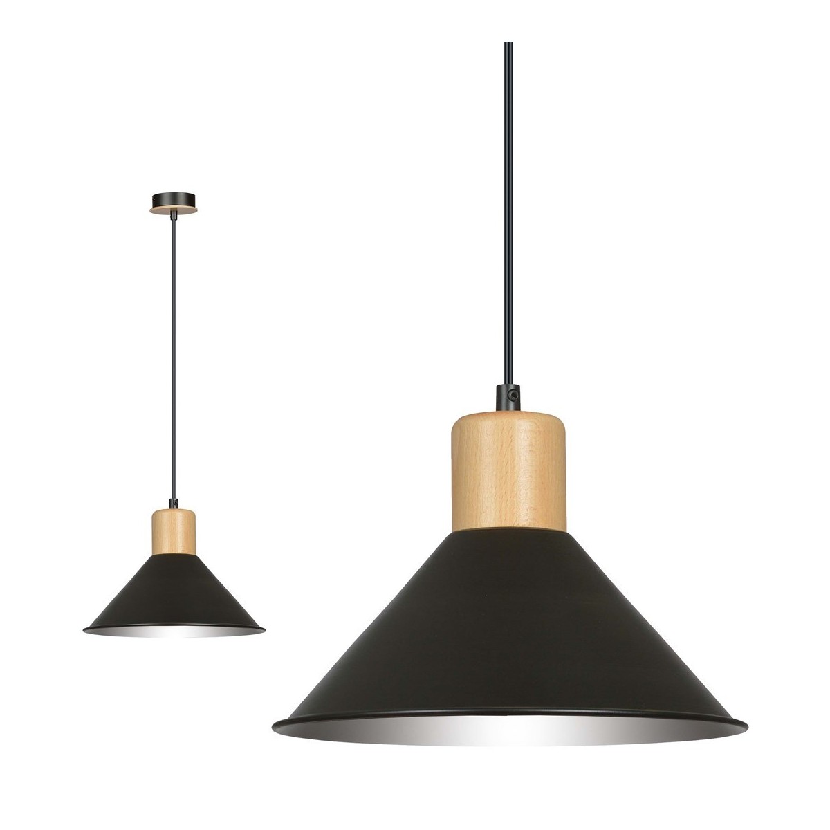 LAMPA WISZĄCA  ROWEN 1 BLACK kolor czarny / drewno naturalne