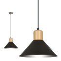 LAMPA WISZĄCA  ROWEN 1 BLACK kolor czarny / drewno naturalne
