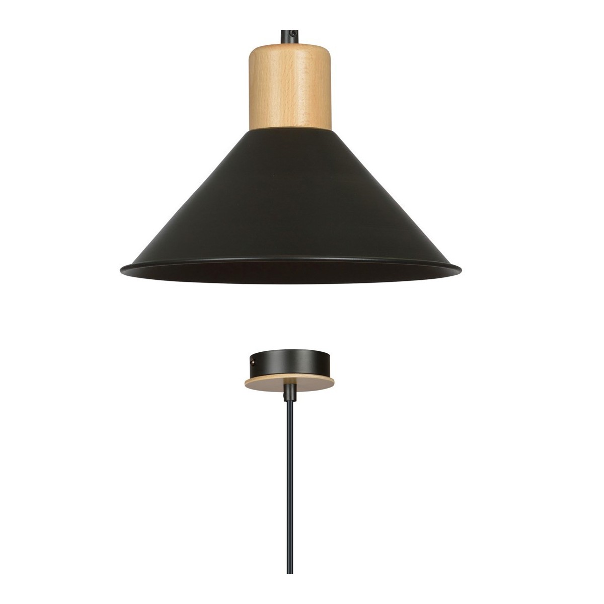 LAMPA WISZĄCA  ROWEN 1 BLACK kolor czarny / drewno naturalne