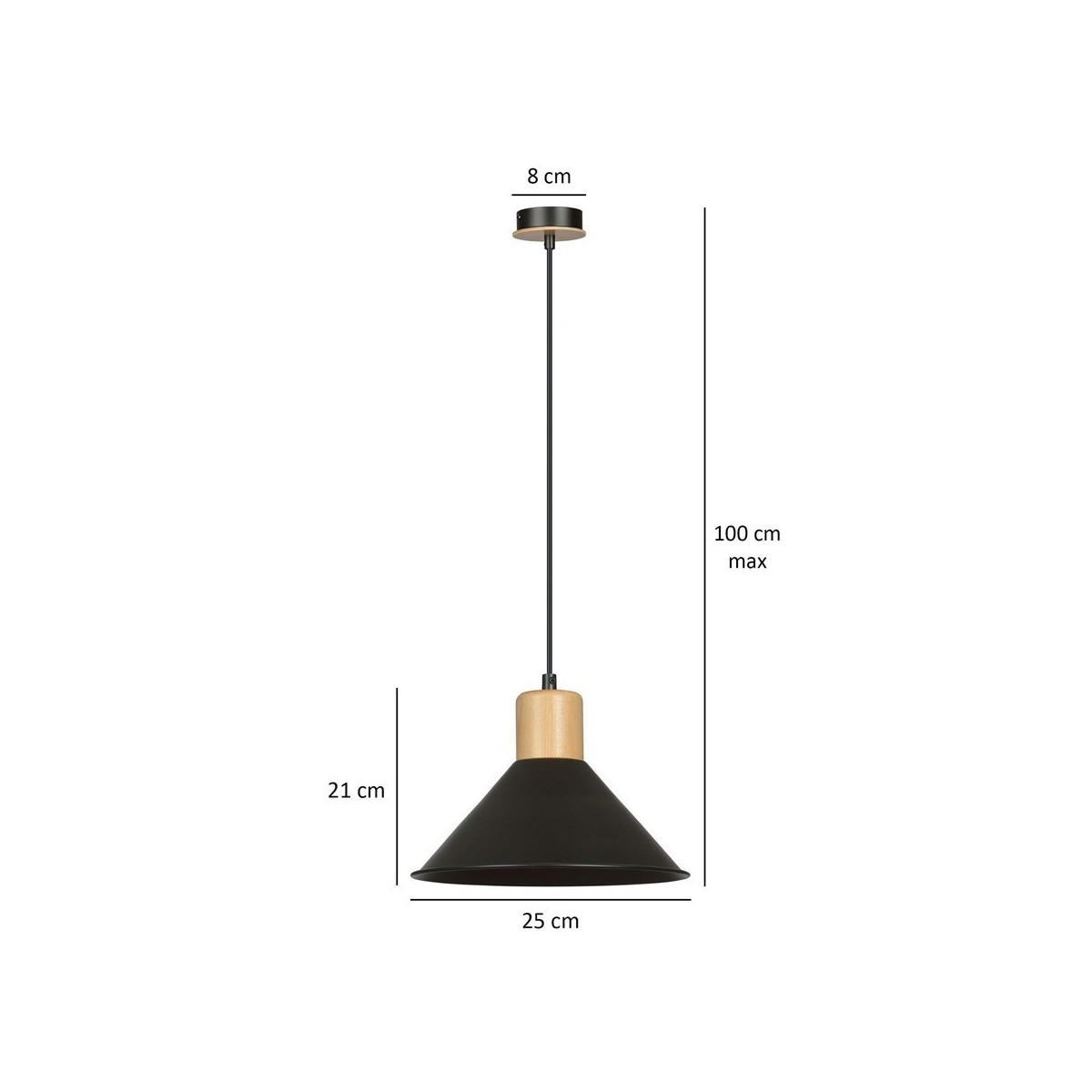 LAMPA WISZĄCA  ROWEN 1 BLACK kolor czarny / drewno naturalne