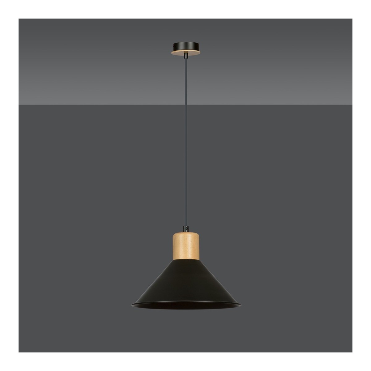 LAMPA WISZĄCA  ROWEN 1 BLACK kolor czarny / drewno naturalne