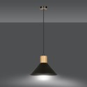 LAMPA WISZĄCA  ROWEN 1 BLACK kolor czarny / drewno naturalne