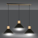 LAMPA WISZĄCA  ROWEN 3 BLACK kolor czarny / drewno naturalne
