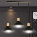 LAMPA WISZĄCA  ROWEN 3 BLACK kolor czarny / drewno naturalne