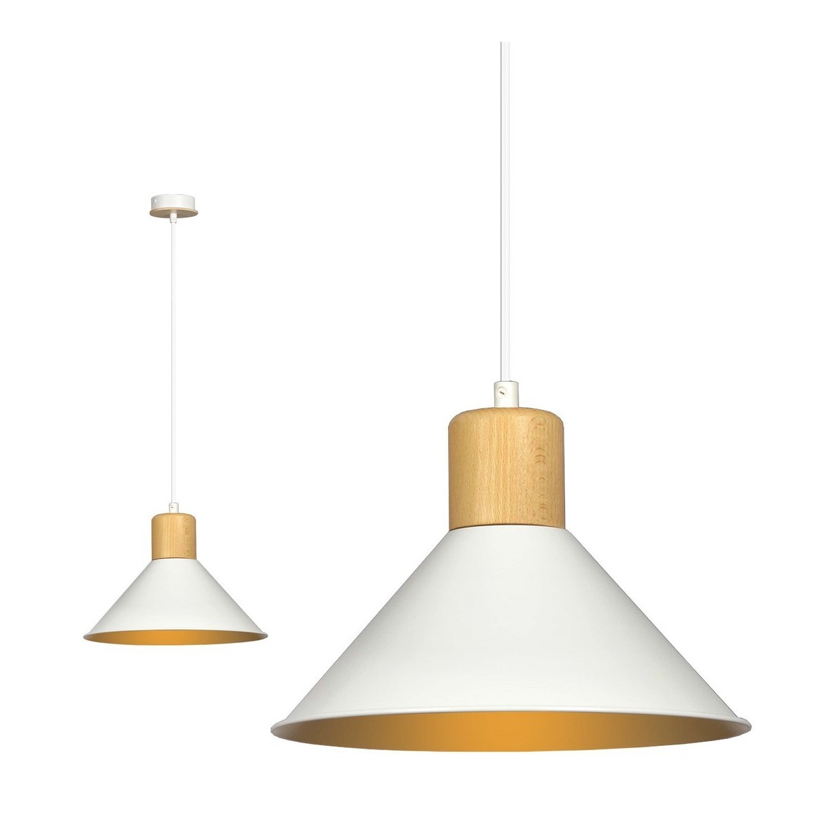 LAMPA WISZĄCA  ROWEN 1 WHITE kolor biały / drewno naturalne