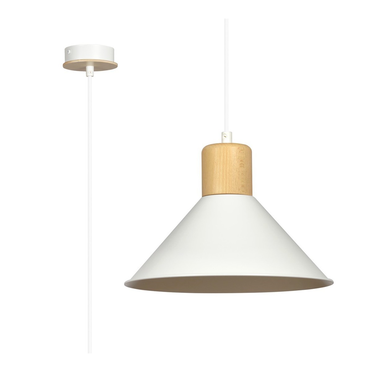 LAMPA WISZĄCA  ROWEN 1 WHITE kolor biały / drewno naturalne