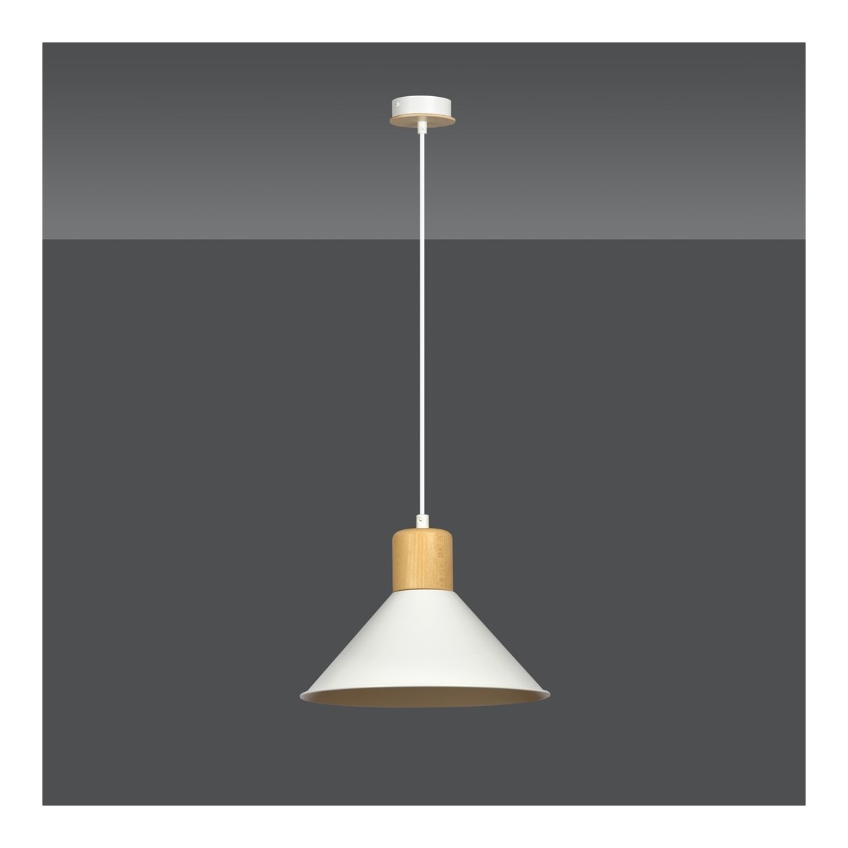 LAMPA WISZĄCA  ROWEN 1 WHITE kolor biały / drewno naturalne