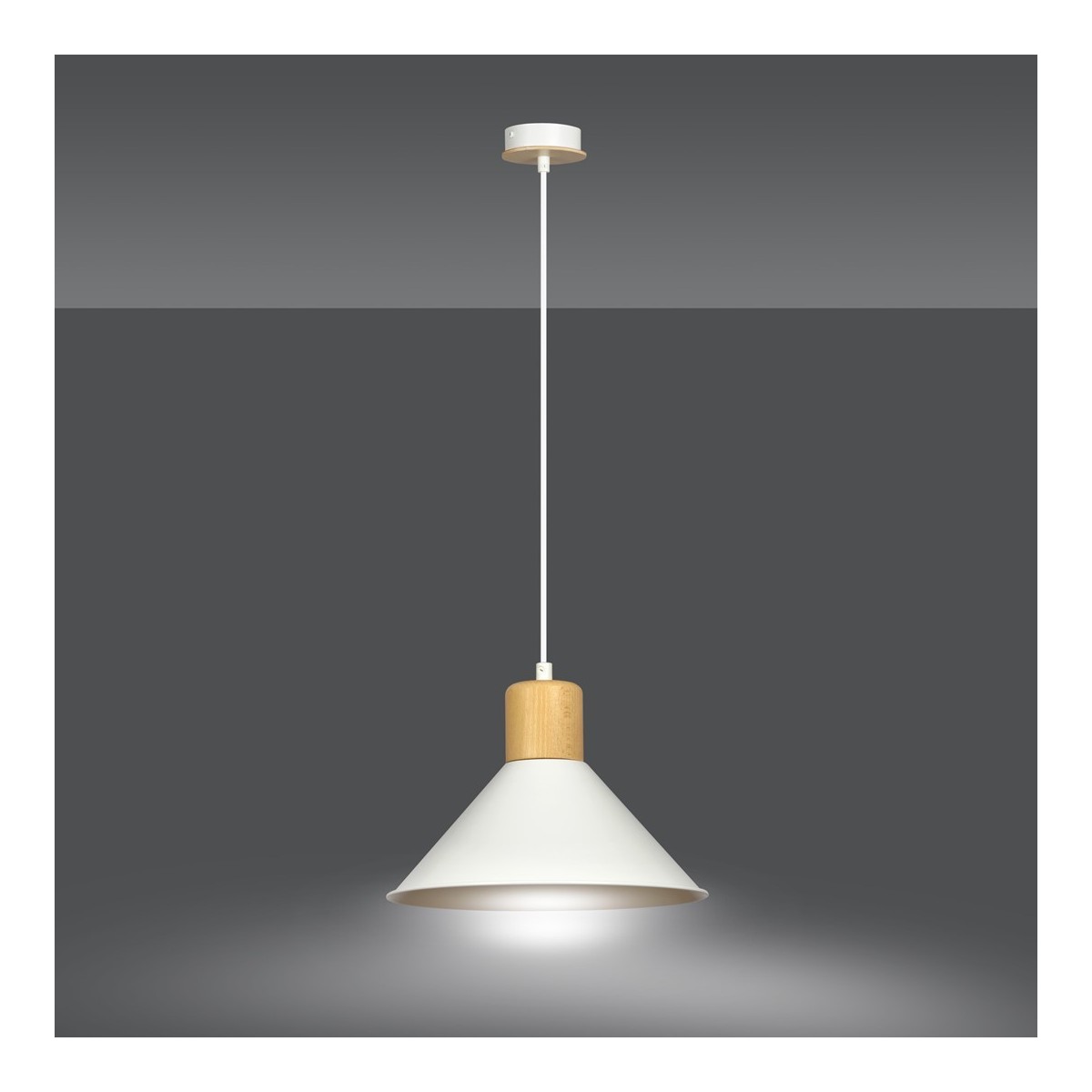 LAMPA WISZĄCA  ROWEN 1 WHITE kolor biały / drewno naturalne