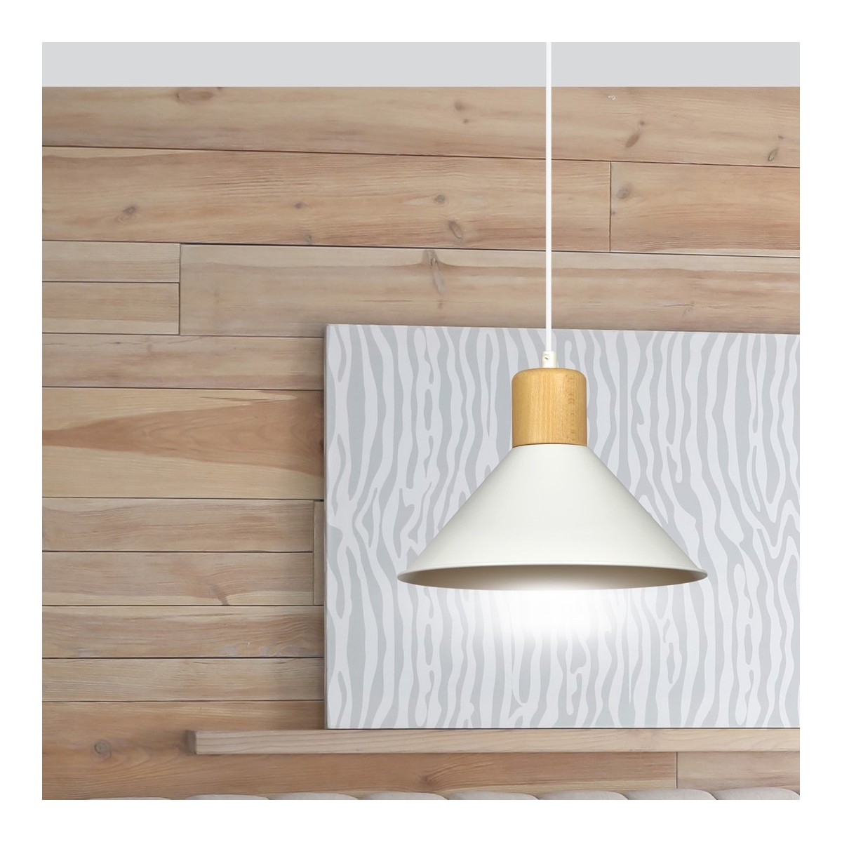 LAMPA WISZĄCA  ROWEN 1 WHITE kolor biały / drewno naturalne