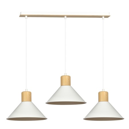 LAMPA WISZĄCA  ROWEN 3 WHITE kolor biały / drewno naturalne