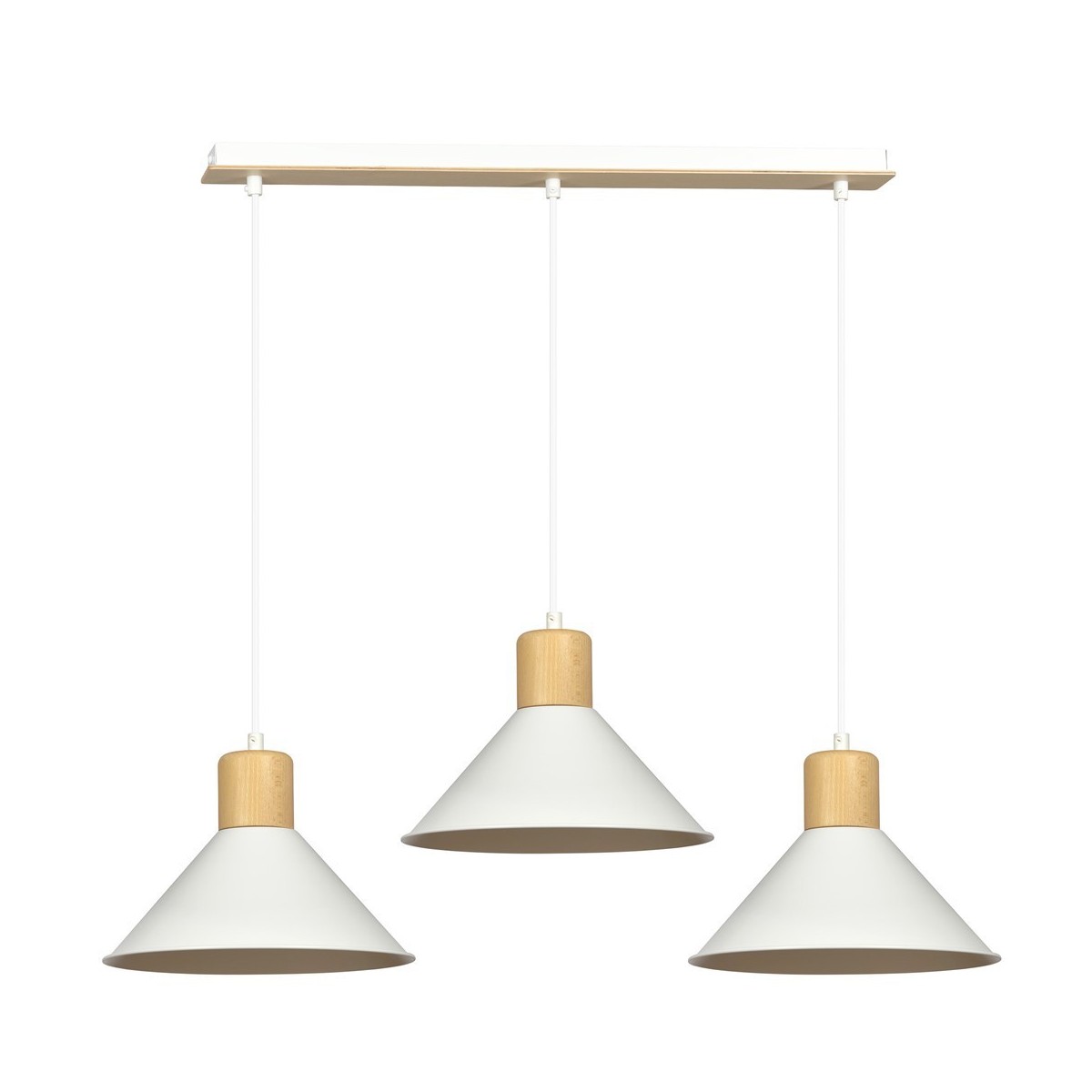 LAMPA WISZĄCA  ROWEN 3 WHITE kolor biały / drewno naturalne