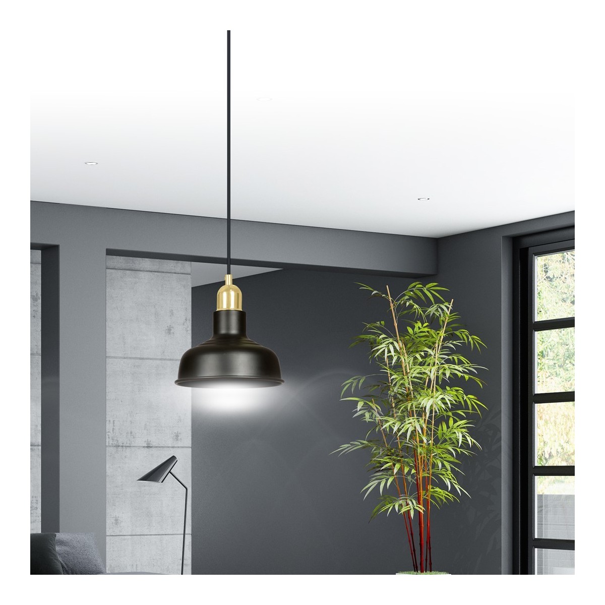 LAMPA WISZĄCA  IBOR 1 BLACK kolor czarny / złoty