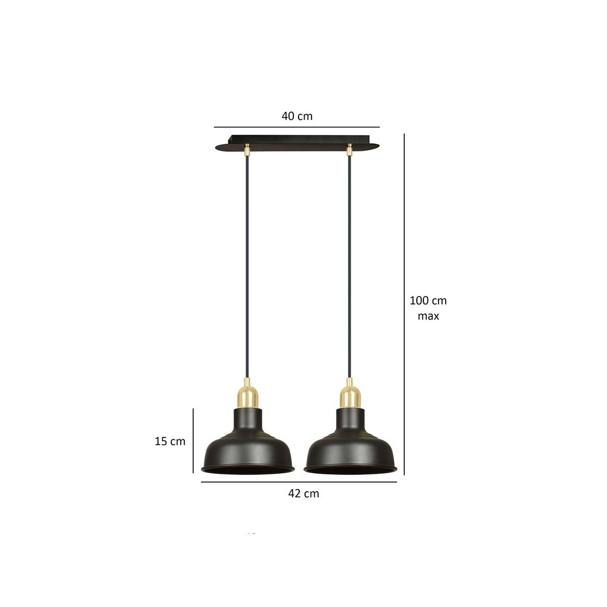 LAMPA WISZĄCA  IBOR 2 BLACK kolor czarny / złoty