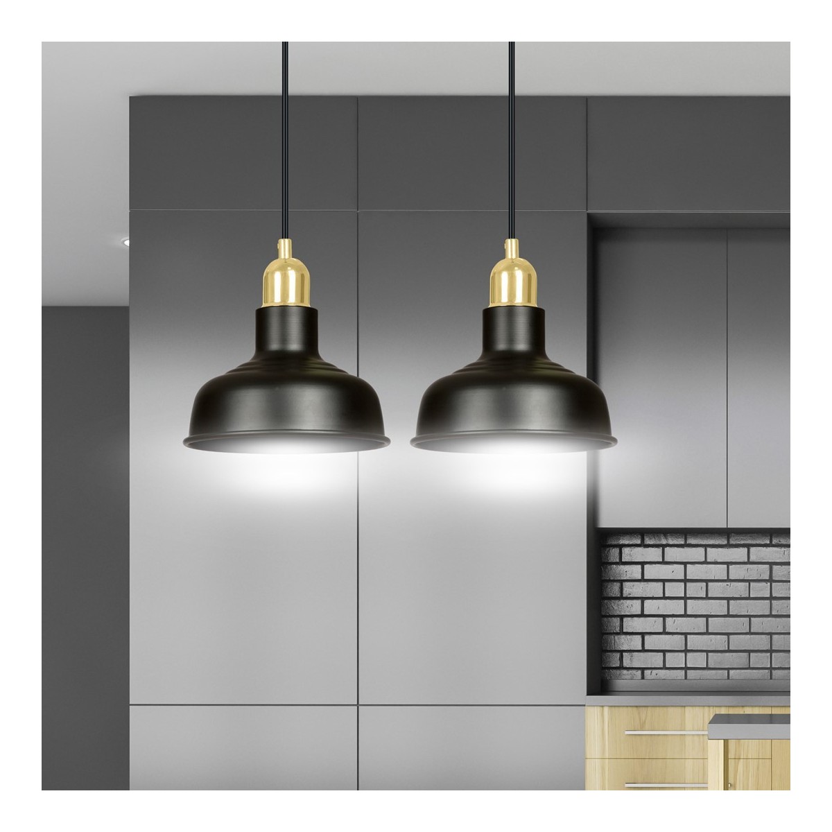 LAMPA WISZĄCA  IBOR 2 BLACK kolor czarny / złoty