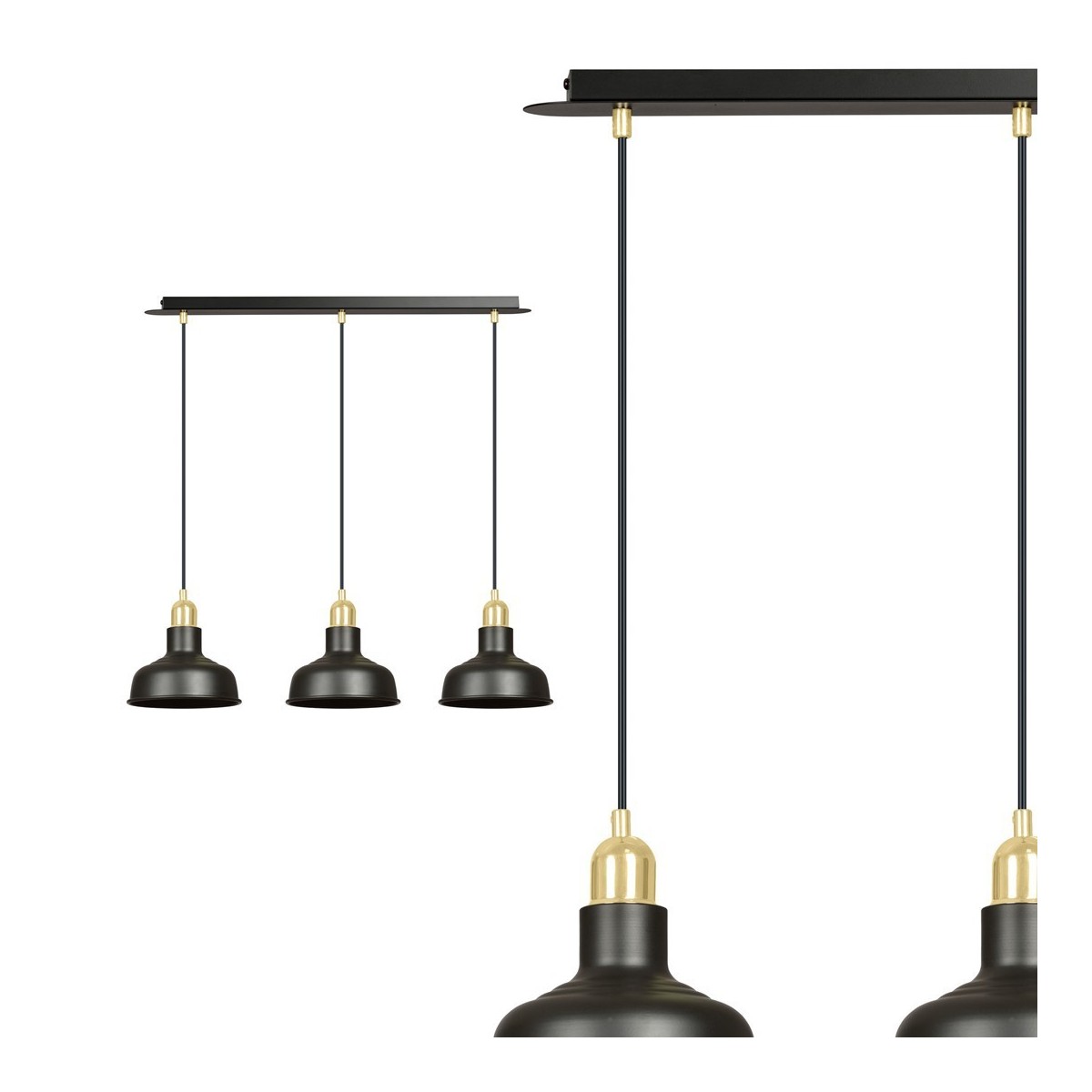 LAMPA WISZĄCA  IBOR 3 BLACK kolor czarny / złoty