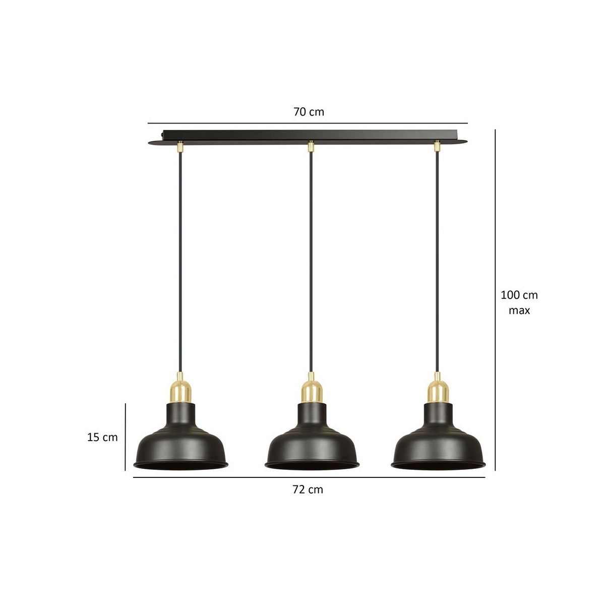 LAMPA WISZĄCA  IBOR 3 BLACK kolor czarny / złoty