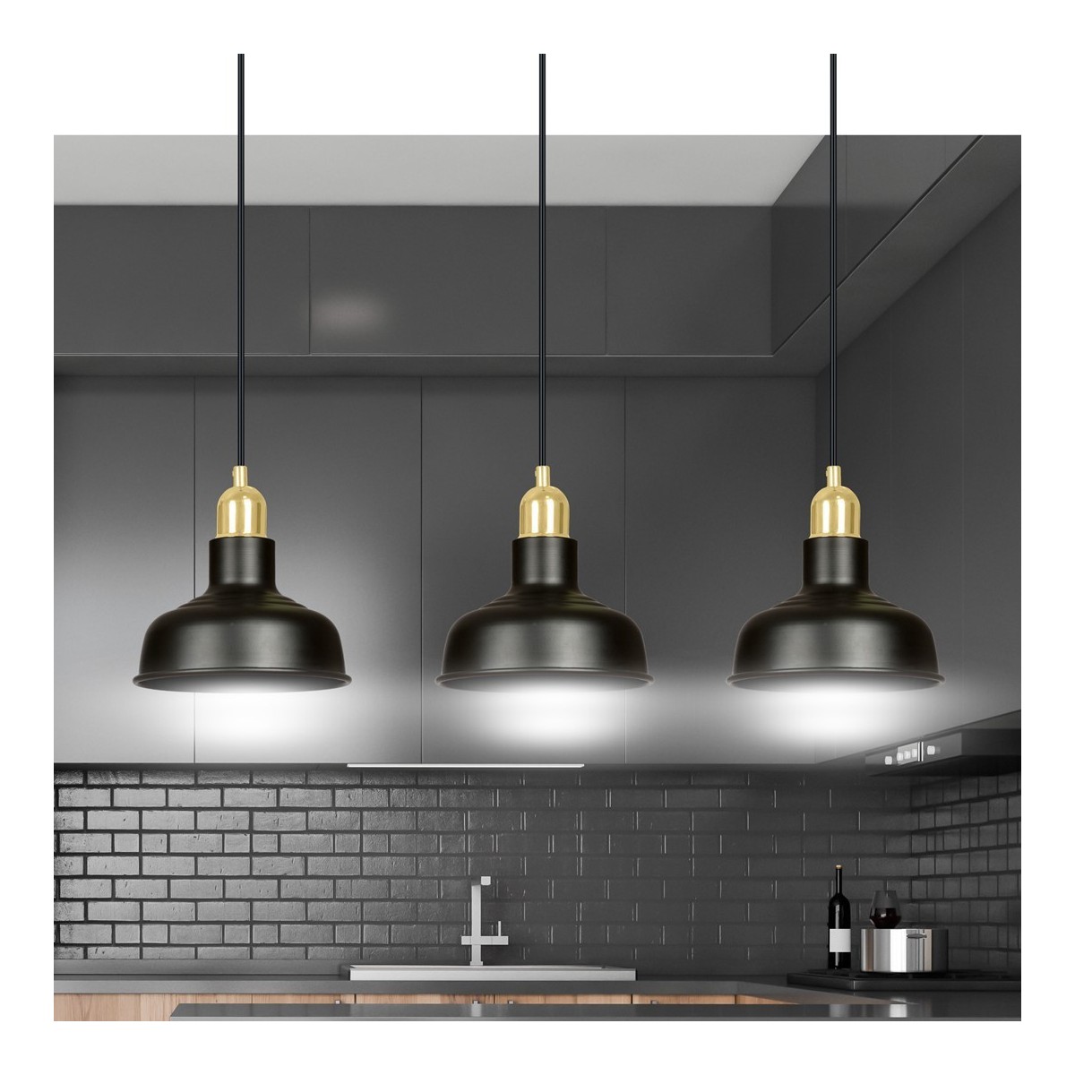 LAMPA WISZĄCA  IBOR 3 BLACK kolor czarny / złoty