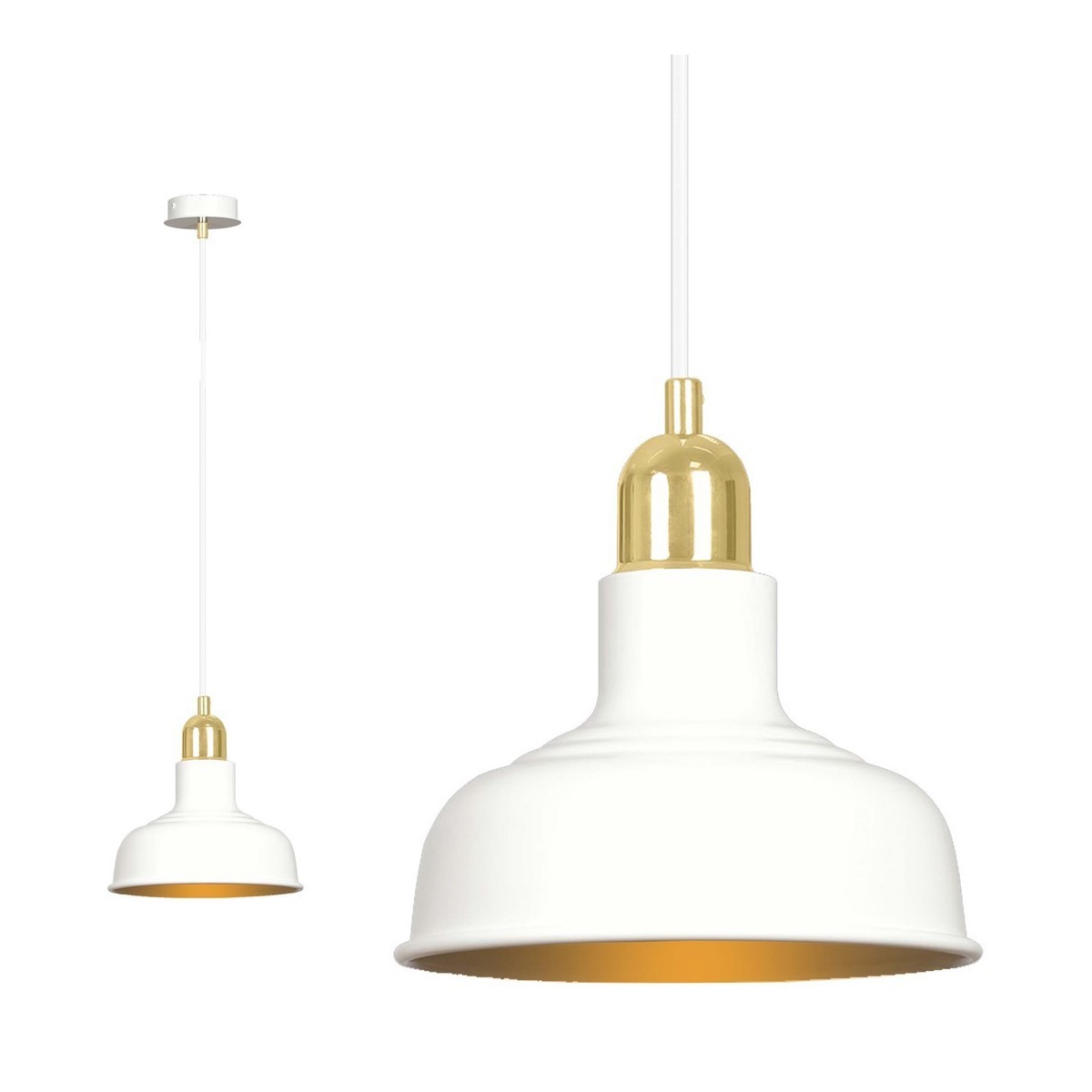 LAMPA WISZĄCA  IBOR 1 WHITE kolor biały / złoty