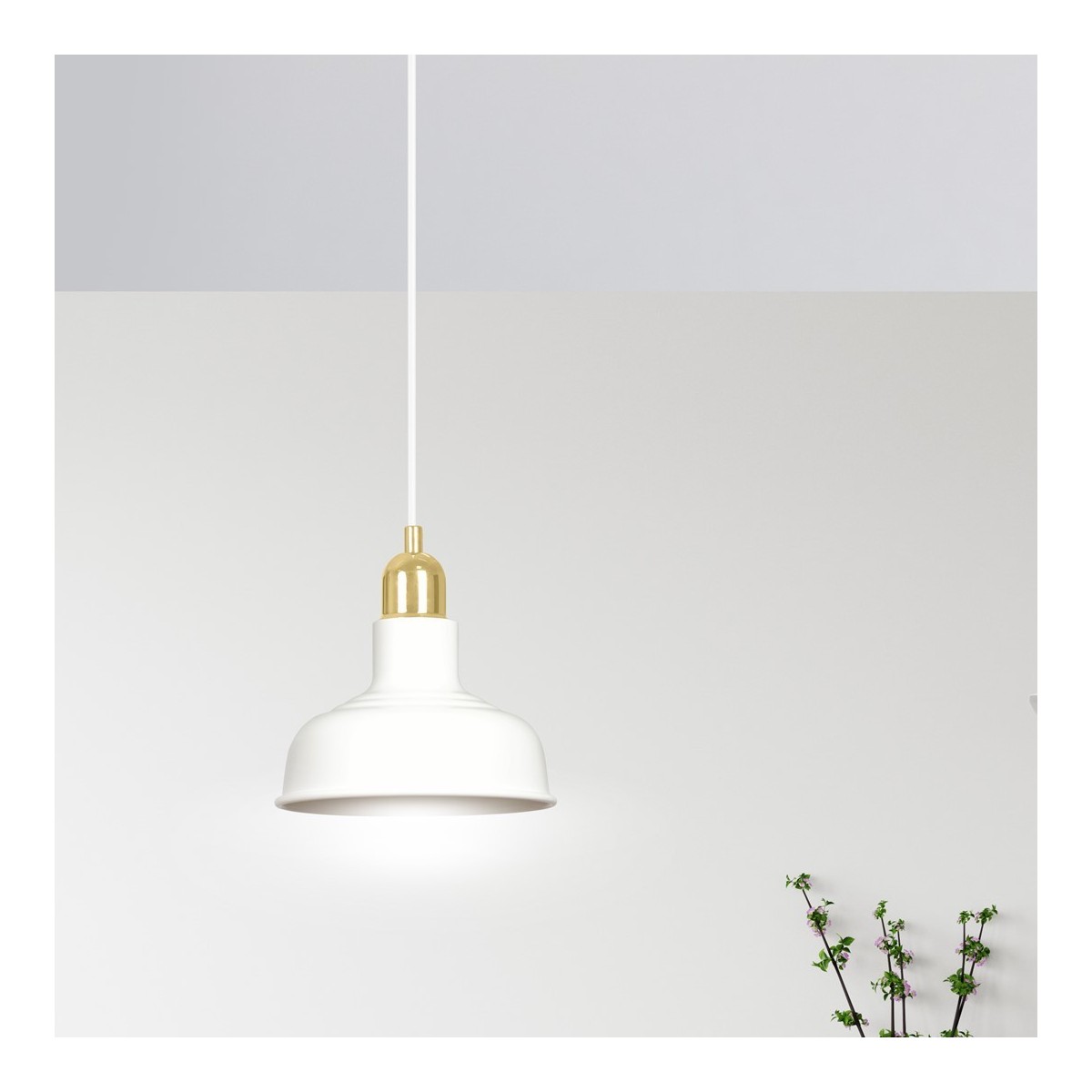 LAMPA WISZĄCA  IBOR 1 WHITE kolor biały / złoty