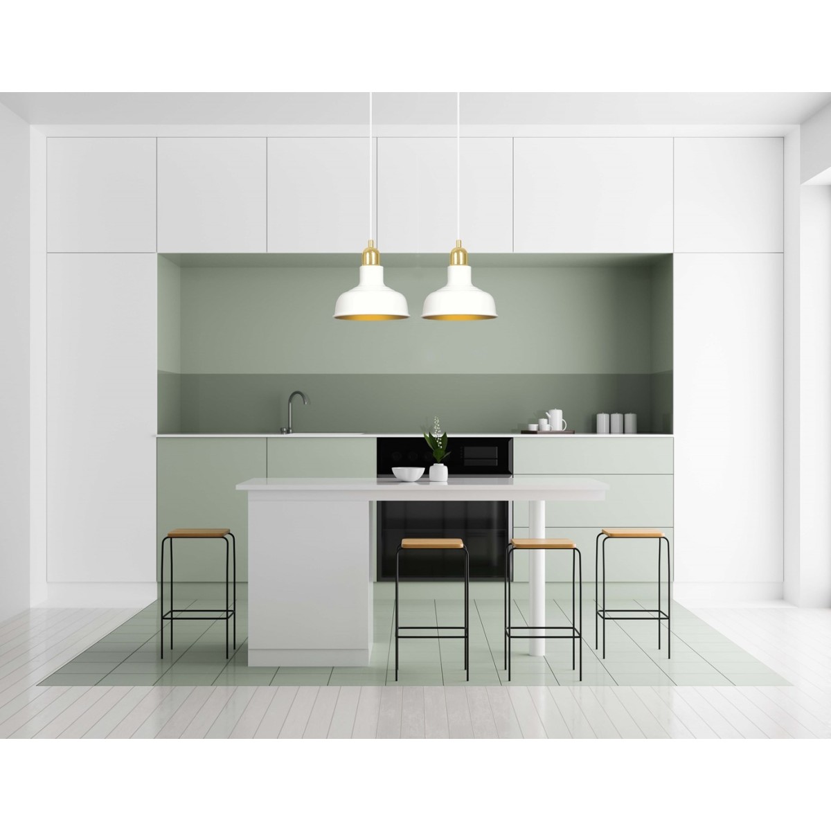 LAMPA WISZĄCA  IBOR 2 WHITE kolor biały / złoty