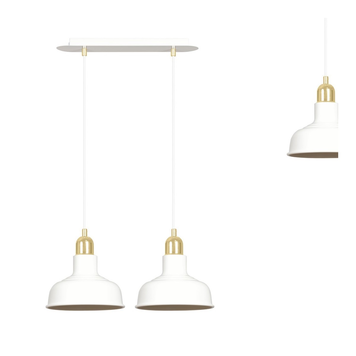 LAMPA WISZĄCA  IBOR 2 WHITE kolor biały / złoty