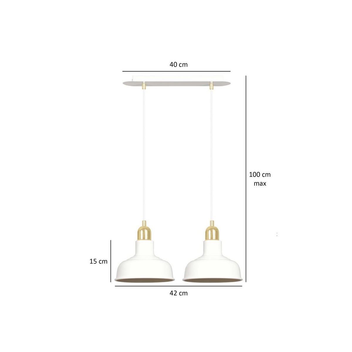 LAMPA WISZĄCA  IBOR 2 WHITE kolor biały / złoty