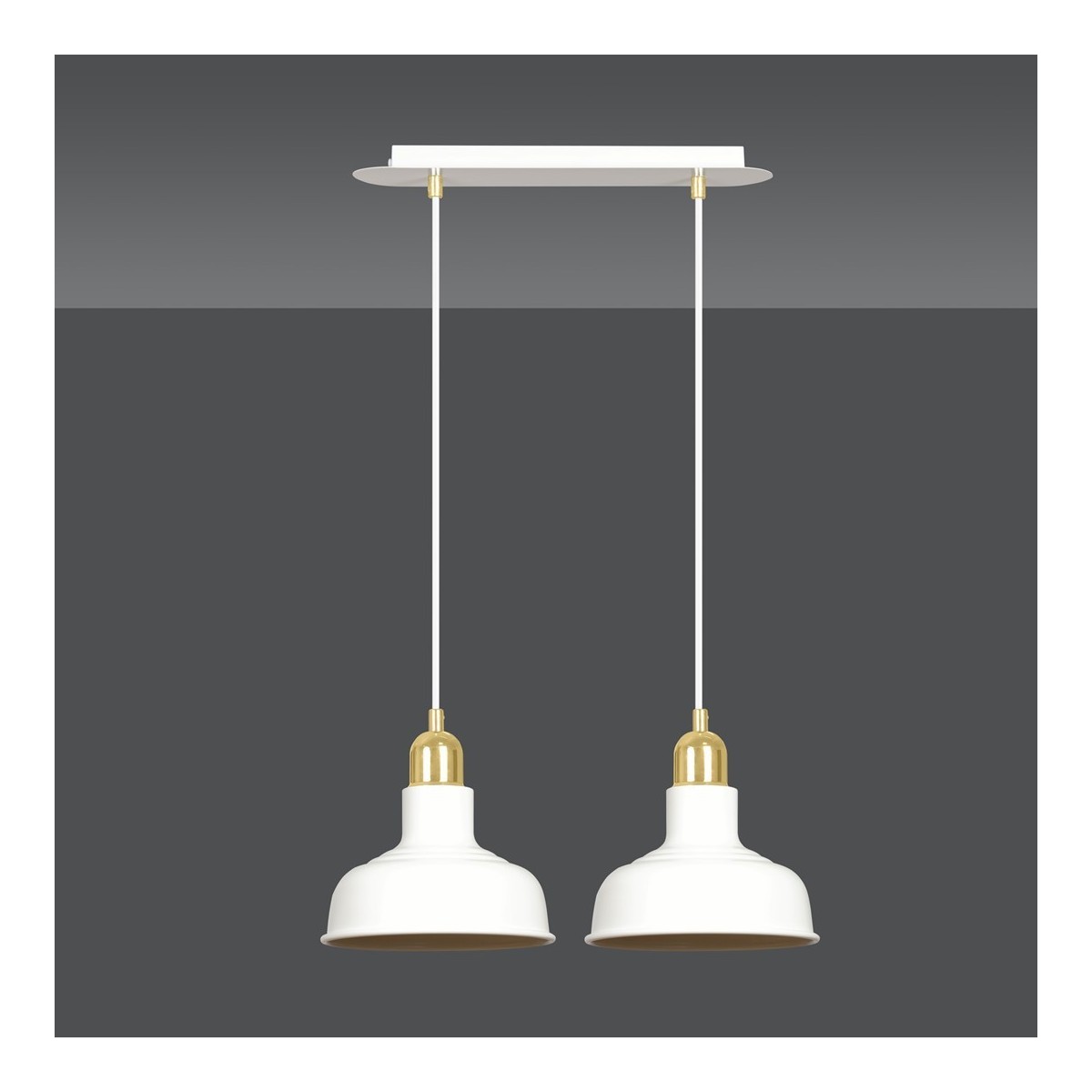 LAMPA WISZĄCA  IBOR 2 WHITE kolor biały / złoty