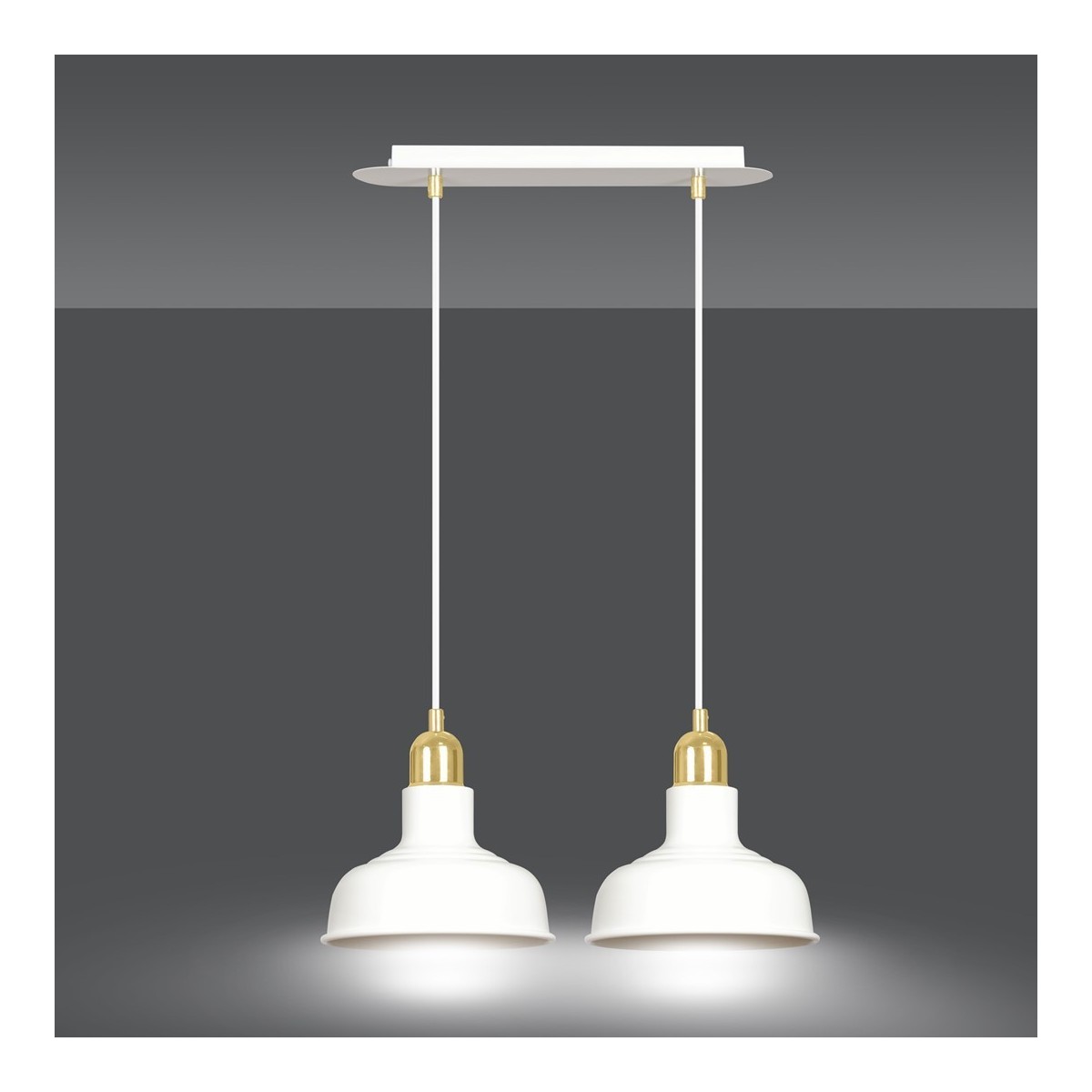 LAMPA WISZĄCA  IBOR 2 WHITE kolor biały / złoty