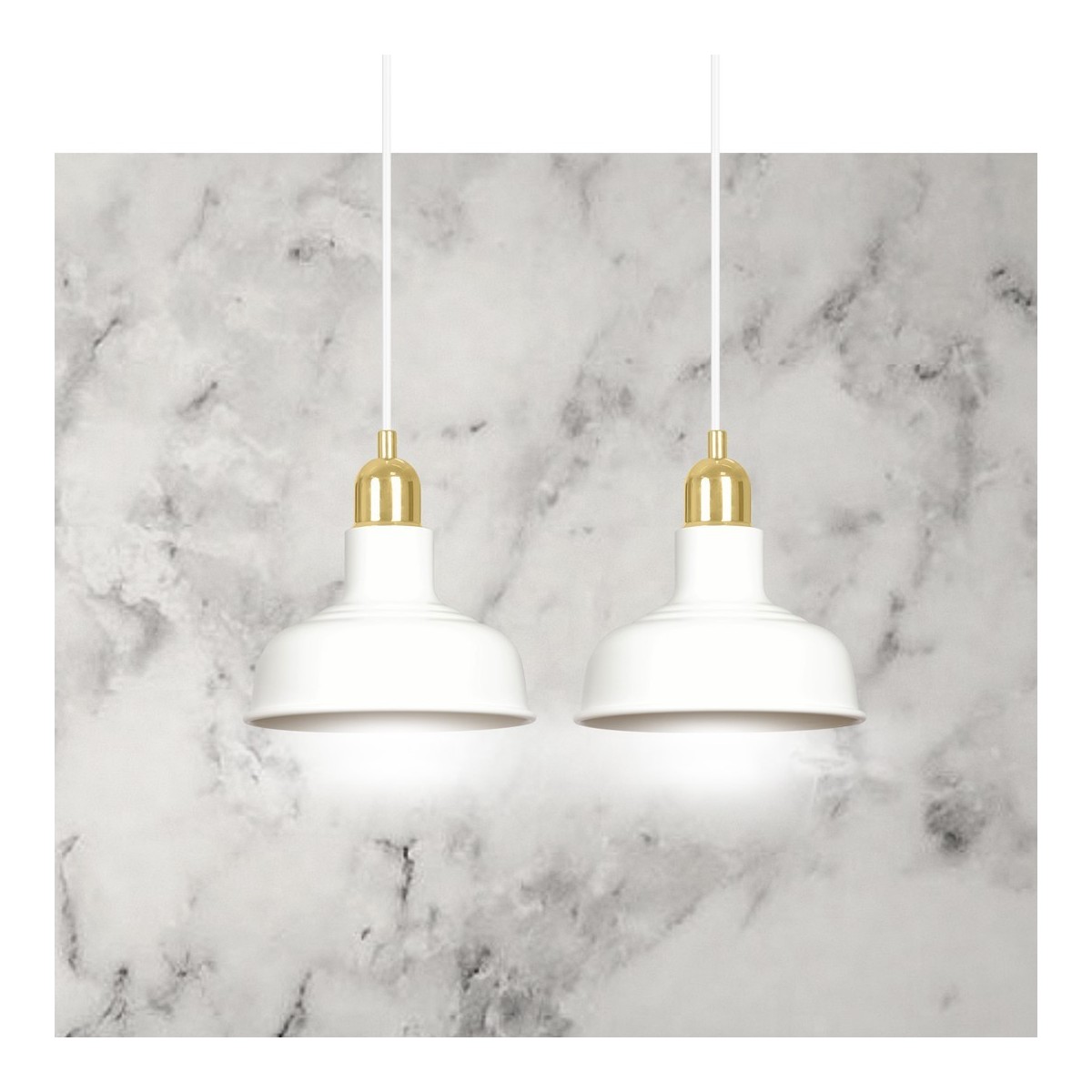 LAMPA WISZĄCA  IBOR 2 WHITE kolor biały / złoty