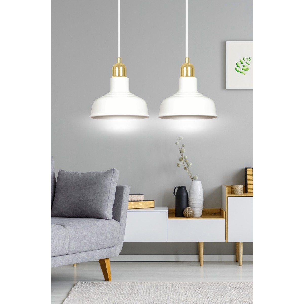 LAMPA WISZĄCA  IBOR 2 WHITE kolor biały / złoty