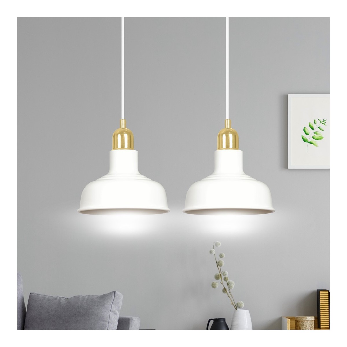 LAMPA WISZĄCA  IBOR 2 WHITE kolor biały / złoty