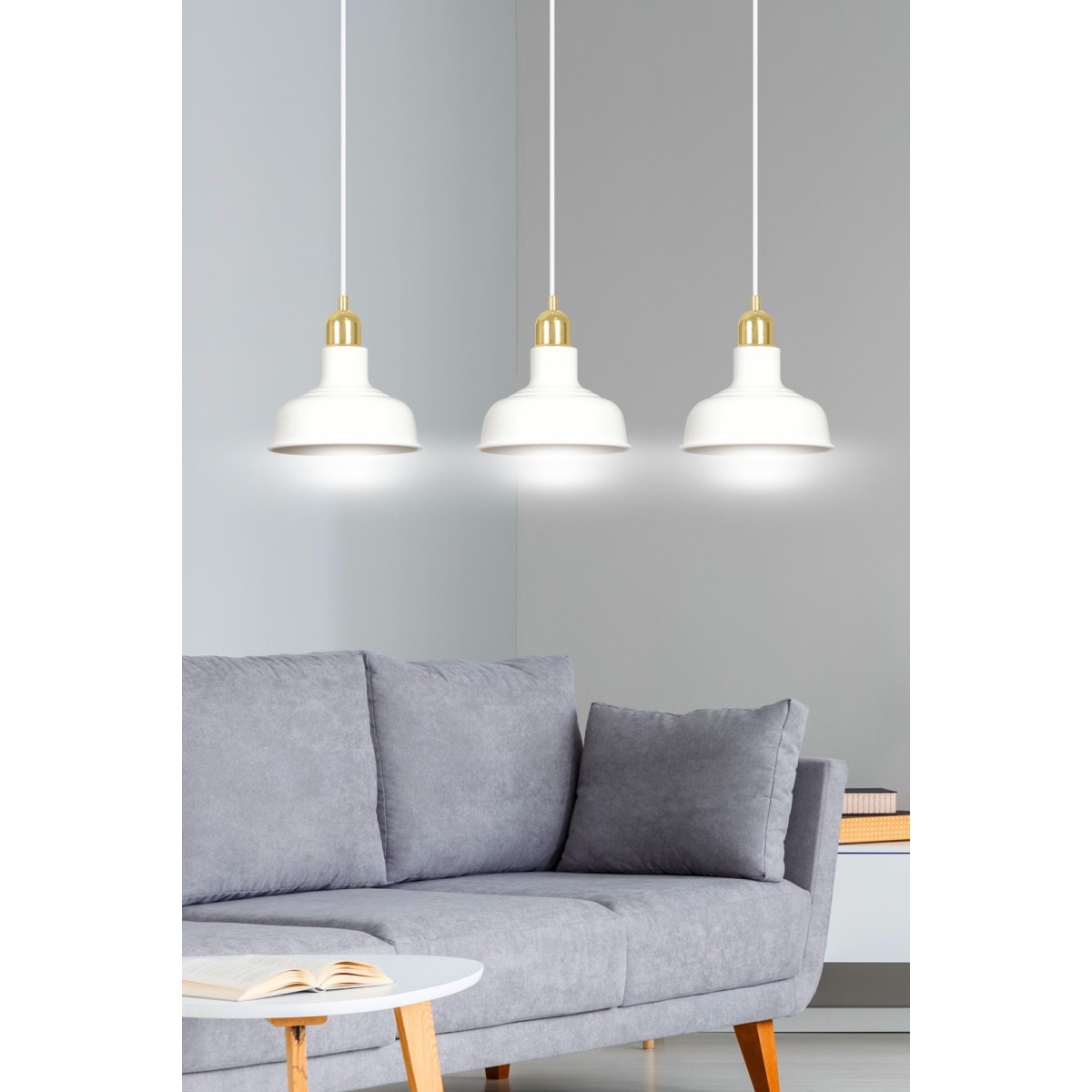 LAMPA WISZĄCA  IBOR 3 WHITE kolor biały / złoty