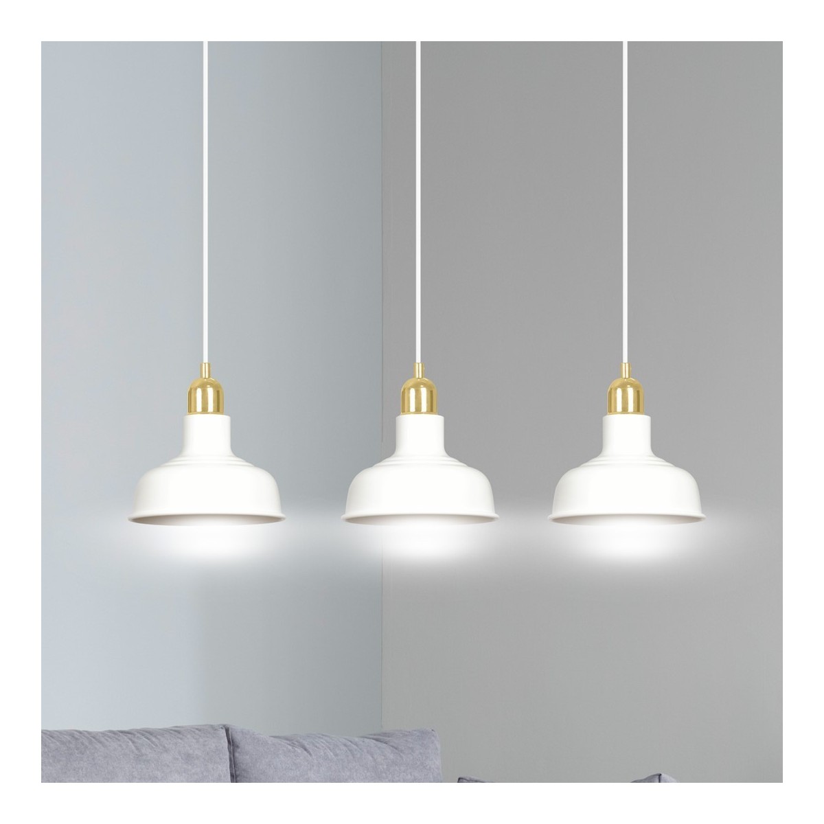 LAMPA WISZĄCA  IBOR 3 WHITE kolor biały / złoty