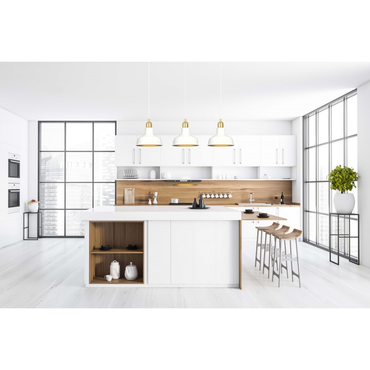 LAMPA WISZĄCA  IBOR 3 WHITE kolor biały / złoty