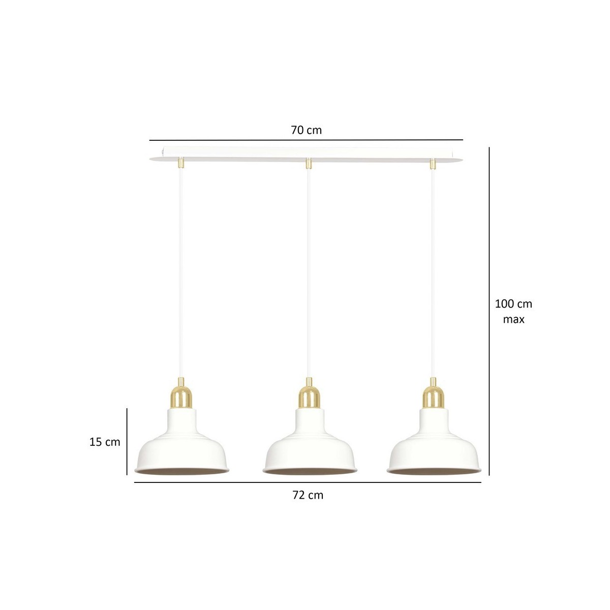 LAMPA WISZĄCA  IBOR 3 WHITE kolor biały / złoty