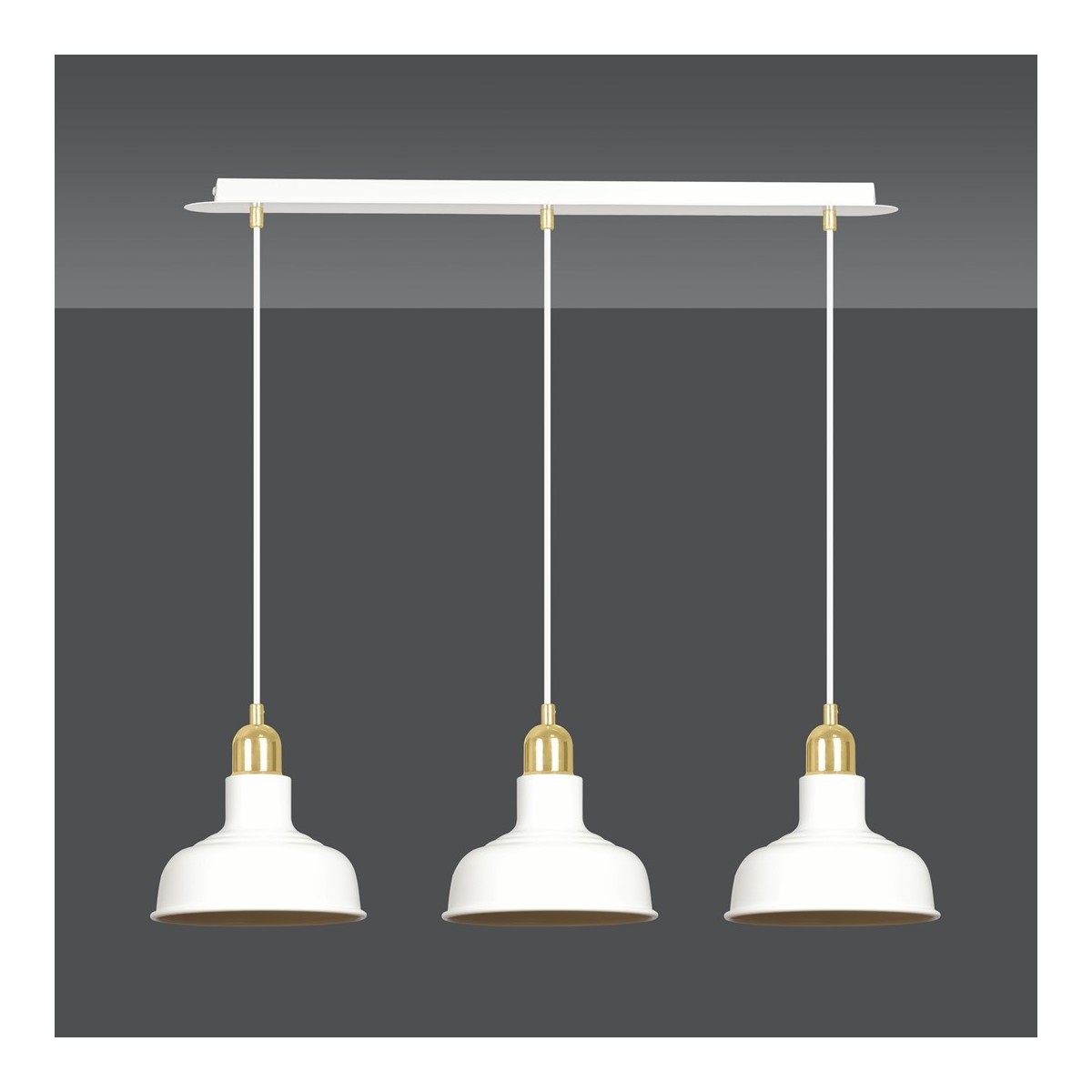 LAMPA WISZĄCA  IBOR 3 WHITE kolor biały / złoty